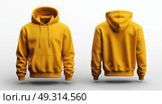 Yellow Hoodie plain mockup hoodie, seen from the front and back. Желтый макет толстовки с капюшоном, вид спереди и сзади. Стоковое AI-изображение, AI-художник Katsiaryna Repich / Фотобанк Лори