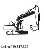 Excavator work. Isolated on White Background. Vector Illustration eps10. Excavator work. Vector Illustration. Стоковая иллюстрация, агентство Ingram Publishing / Фотобанк Лори