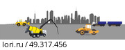 Construction Machinery in the City. Vector Illustration. EPS10. Construction Machinery in the City. Vector Illustration. Стоковая иллюстрация, агентство Ingram Publishing / Фотобанк Лори