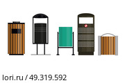 Trashcan Set. Isolated on White Background. Vector Illustration EPS10. Trashcan Set Vector Illustration. Стоковая иллюстрация, агентство Ingram Publishing / Фотобанк Лори