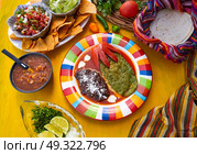 Mexican Nopal filled recipe with sauces from Mexico. Стоковое фото, агентство Ingram Publishing / Фотобанк Лори