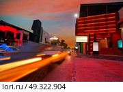 Cancun sunset at Boulevard Kukulcan in Hotel zone hotelera of Mexico. Стоковое фото, агентство Ingram Publishing / Фотобанк Лори