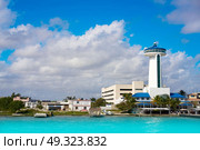 Puerto Juarez in Cancun at Riviera Maya of Mexico port control tower. Стоковое фото, агентство Ingram Publishing / Фотобанк Лори