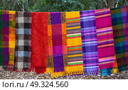 Chichen itza serape blanket in outdoor shop Mexico Yucatan. Стоковое фото, агентство Ingram Publishing / Фотобанк Лори