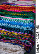 Chichen itza colorful hammocks in outdoor shop Mexico Yucatan. Стоковое фото, агентство Ingram Publishing / Фотобанк Лори