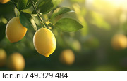 Lemon garden with friuts. Стоковое AI-изображение, AI-художник Anastasy Yarmolovich / Фотобанк Лори