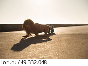 Fitness woman doing exercices on summer sunset. Стоковое фото, агентство Ingram Publishing / Фотобанк Лори