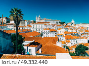 Panoramic View Of Downtown Lisbon Skyline Of The Old Historical City In Portugal. Стоковое фото, агентство Ingram Publishing / Фотобанк Лори