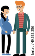 Married couple expects the child, the man and the pregnant woman. Vector illustration. Стоковая иллюстрация, агентство Ingram Publishing / Фотобанк Лори