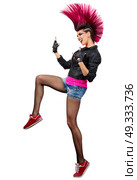 Young punk girl isolated on white. Стоковое фото, агентство Ingram Publishing / Фотобанк Лори