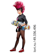 Young punk girl isolated on white. Стоковое фото, агентство Ingram Publishing / Фотобанк Лори