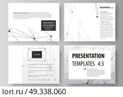 Set of business templates for presentation slides. Easy editable abstract vector layouts in flat design. DNA and neurons molecule structure. Medicine, science, technology concept. Scalable graphic.. Set of business templates for presentation slides. Easy editable abstract vector layouts in flat design. DNA and neurons molecule structure. Medicine, science, technology concept. Scalable graphic. Стоковая иллюстрация, агентство Ingram Publishing / Фотобанк Лори