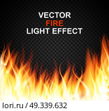 Burning Fire Special Light Effect Flames on Transparent Background. Vector Illustration EPS10. Стоковая иллюстрация, агентство Ingram Publishing / Фотобанк Лори
