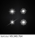 Vector Set of Different White Lights. Different Stars Collection. Star Lights. Стоковая иллюстрация, агентство Ingram Publishing / Фотобанк Лори