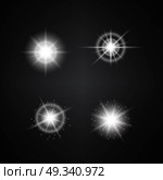 Vector Set of Different White Lights. Different Stars Collection. Star Lights. Стоковая иллюстрация, агентство Ingram Publishing / Фотобанк Лори
