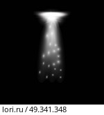 Vector searchlight. Black scene. Стоковая иллюстрация, агентство Ingram Publishing / Фотобанк Лори