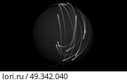 Abstract colorful glowing rays of light enveloping the sphere on black background. Hi-res illustration for your brochure, flyer, banner designs and other projects. 3D render illustration. Abstract colorful glowing rays of light enveloping the sphere on black background. Hi-res illustration for your brochure, flyer, banner designs and other projects. 3D render illustration. Стоковое фото, агентство Ingram Publishing / Фотобанк Лори