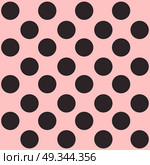 Seamless polka dot pattern. Black dots on pink background. Vector illustration. Стоковая иллюстрация, агентство Ingram Publishing / Фотобанк Лори