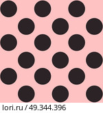 Seamless polka dot pattern. Black dots on pink background. Vector illustration. Стоковая иллюстрация, агентство Ingram Publishing / Фотобанк Лори
