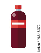 Red Plastic Bottle. Red plastic bottle with label. Bottle of mineral water. Plastic bottle icon. Retail store element. Simple drawing. Isolated vector illustration on white background. Стоковая иллюстрация, агентство Ingram Publishing / Фотобанк Лори