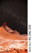 At night, under the light of stars. Valle de la Luna (Moon Valley) close to San Pedro de Atacama, Chile. Стоковое фото, агентство Ingram Publishing / Фотобанк Лори