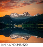 natural landscape at geirangerfjord . Norway mountain. Стоковое фото, агентство Ingram Publishing / Фотобанк Лори