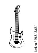 Guitar Big Icon on Vector Illustration on White. Guitar big icon, representing musical instrument with its neck, tuning pegs, and pickups vector illustration isolated on white background. Стоковая иллюстрация, агентство Ingram Publishing / Фотобанк Лори