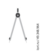 Pair of Compasses Technical Drawing Instrument. Pair of compasses technical drawing instrument that can be used for inscribing circles or arcs. Vector illustration of compass isolated on white. Стоковая иллюстрация, агентство Ingram Publishing / Фотобанк Лори