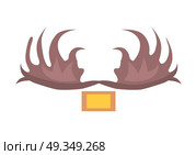 Moose Antlers Isolated Cartoon Style Illustration. Broad flat antlers of male moose above light brown-and-yellow square isolated vector illustration on white background in cartoon style. Стоковая иллюстрация, агентство Ingram Publishing / Фотобанк Лори