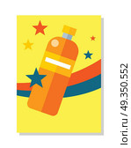 Bottle Icon Symball. Colorful Plastic  Labble. Bottle icon symball. Colorful plastic bottle with label. Bottle of juice, mineral water. Retail store element. For advertisements, banners, posters. Bottle of juice. Isolated vector illustration. Стоковая иллюстрация, агентство Ingram Publishing / Фотобанк Лори