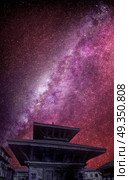Night starry sky. Durbar Square in the center of Kathmandu, Nepal. Durbar Square in the center of Kathmandu. Стоковое фото, агентство Ingram Publishing / Фотобанк Лори
