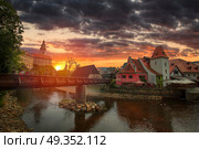 Cesky Krumlov - the city of South Bohemia Czech Republic region. Located on the Vltava River. declared a UNESCO World Heritage Site.. Cesky Krumlov . Стоковое фото, агентство Ingram Publishing / Фотобанк Лори