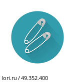 Metal Needles or Safety Pins Isolated. Metal needles or safety pins isolated on white background. First medical aid accessoires. Emergency equipment. Fixation element. Sterile silver chrome pins to fix bandage. Vector illustration. Стоковая иллюстрация, агентство Ingram Publishing / Фотобанк Лори