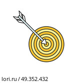 Arrow with Target Icon. Arrow with target icon. Target icon. Arrow hit goal ring in archery target. Business design element. Design element, sign, symbol, icon in flat. Vector illustration. Стоковая иллюстрация, агентство Ingram Publishing / Фотобанк Лори