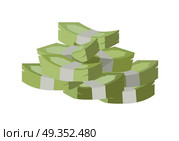 Stack of Money Vector Illustration Flat Design.. Stack of money vector. Pile of banknotes in flat style design. Getting maximum profit idea. Cash for all purposes. Illustration for credit, savings, charitable concepts. Isolated on white background. Стоковая иллюстрация, агентство Ingram Publishing / Фотобанк Лори