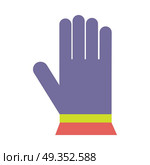 Winter Colorful Knitted Woolen Glove Isolated. Winter colorful knitted sheep woolen glove isolated on white. Garment covering whole hand. Separate sheaths or openings for each finger and thumb. Skier glove icon, sport motorcycle glove. Vector. Стоковая иллюстрация, агентство Ingram Publishing / Фотобанк Лори