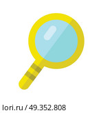 Magnifier vector in flat style. Loupe with yellow frame. Investigation, research symbol. Illustration for searching services and application icons, web design. Isolated on white background. Magnifier Vector Illustration in Flat Style Design. Magnifier Vector Illustration in Flat Style Design. Стоковая иллюстрация, агентство Ingram Publishing / Фотобанк Лори