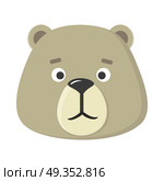 Teddy Bear Mask Isolated. Sticker for Toddler. Teddy bear mask isolated on white. Cartoon mask of a cute animal to celebrate happy events at kindergarten, preschool, birthday, children holiday festival. Sticker for toddler. Vector in flat style. Стоковая иллюстрация, агентство Ingram Publishing / Фотобанк Лори