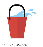Red bucket Icon with Water Isolated. Cleaning Tool. Bucket icon with water isolated on white. Cleaning tool. Sign symbols of clean in house. House washing equipment. Office and hotel cleaning. Housekeeping. Cleaning concept. Vector illustration. Стоковая иллюстрация, агентство Ingram Publishing / Фотобанк Лори