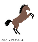 Rearing sorrel horse with hind legs vector. Flat design. Domestic animal. Country inhabitants concept. For farming, animal husbandry, horse sport illustrating. Agricultural species. Isolated on white. Rearing Sorrel Horse Illustration in Flat Design. Rearing Sorrel Horse Illustration in Flat Design. Стоковая иллюстрация, агентство Ingram Publishing / Фотобанк Лори