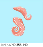 Sliced Octopus Tentacles Variations Illustration. Sliced octopus tentacles vector patterns in color. Seafood concept illustration in flat style design. Prepared octopus tentacles. Healthy eating marine products. Стоковая иллюстрация, агентство Ingram Publishing / Фотобанк Лори