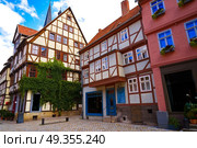 Quedlinburg city facades in Harz Germany. Quedlinburg city facades in Harz of Saxony Anhalt Germany. Стоковое фото, агентство Ingram Publishing / Фотобанк Лори