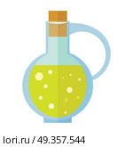 Bottle with olive oil. Corked traditional glassware with fresh extra virgin oil flat vector illustration isolated on white background. Culinary ingredient. For apps icon, food infigraphics, web design. Bottle with Olive Oil Vector in Flat Design. Bottle with Olive Oil Vector in Flat Design. Стоковая иллюстрация, агентство Ingram Publishing / Фотобанк Лори
