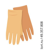 Leather gloves vector. Flat design. Pair of orange woman s gloves. Casual clothing for autumn or winter seasons. Outerwear for cold weather. For clothes store ad, fashion concept. On white . Leather Gloves Vector Illustration in Flat Design. Leather Gloves Vector Illustration in Flat Design. Стоковая иллюстрация, агентство Ingram Publishing / Фотобанк Лори