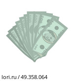Money vector illustration in flat style design. Many of hundred dollar banknotes. Cash, income, investment, loan, savings, wages illustration for business concepts. Isolated on white background.. Money Vector Illustration in Flat Style Design.. Money Vector Illustration in Flat Style Design. Стоковая иллюстрация, агентство Ingram Publishing / Фотобанк Лори