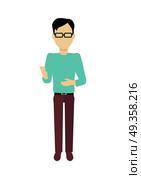 Man Character Template Vector Illustration.. Male character without face in turquoise sweater vector in flat design. Man template personage figure illustration for concepts, mobile app pictogram, logos, infographic. Isolated on white background. Стоковая иллюстрация, агентство Ingram Publishing / Фотобанк Лори