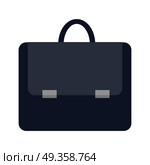 Dark Blue Briefcase Icon. Dark blue briefcase icon in flat. Leather briefcase with handle and clasps. Businessman accessory. Business design element. Isolated vector illustration on white background. Стоковая иллюстрация, агентство Ingram Publishing / Фотобанк Лори