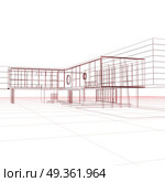 Blueprint on white 3d rendering. Blueprint on white. Building design and 3d rendering model my own. Blueprint on white 3d rendering. Стоковое фото, агентство Ingram Publishing / Фотобанк Лори