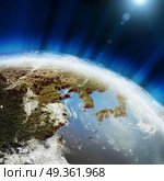 East earth map 3d rendering. East earth map. Elements of this image furnished by NASA 3d rendering. East earth map 3d rendering. Стоковое фото, агентство Ingram Publishing / Фотобанк Лори