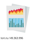Diagram on Paper Icon. Colour diagram on paper. Diagram icon. Concept of online business, commerce statistics, business analysis, information. Isolated object on white background. Vector illustration. Стоковая иллюстрация, агентство Ingram Publishing / Фотобанк Лори